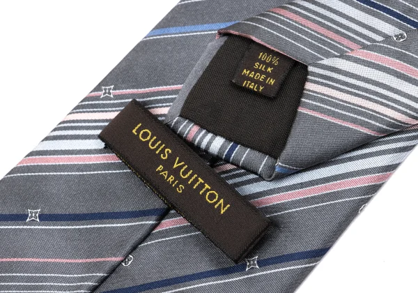 ルイヴィトンLouis Vuitton モノグラムマルチストライプシルクネクタイ