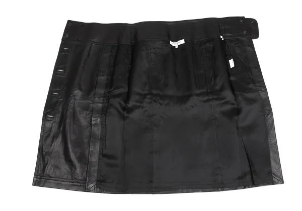 イブサンローランYves Saint Laurent レザーラップスカート 黒38 (K