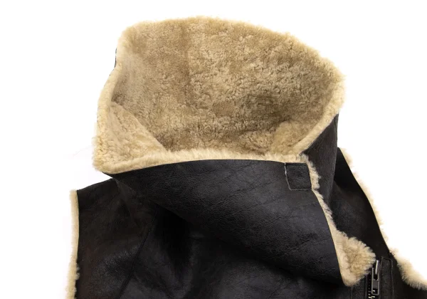 ヘルムートラングHELMUT LANG リアルムートンベスト グレーベージュS