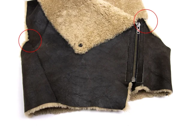 ヘルムートラングHELMUT LANG リアルムートンベスト グレーベージュS