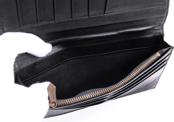 ジャンポールゴルチエJean Paul GAULTIER ロゴエンボスレザー長財布 黒