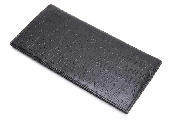 ジャンポールゴルチエJean Paul GAULTIER ロゴエンボスレザー長財布 黒