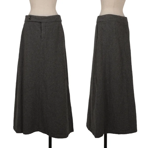 コムデギャルソンCOMME des GARCONS 縮絨ウールロングスカート グレーM