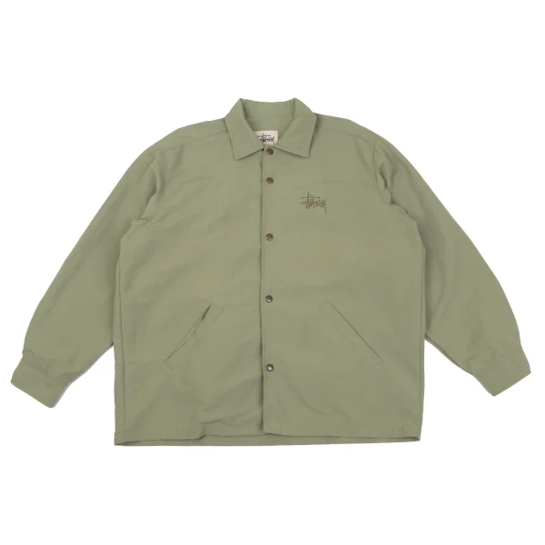 ステューシーSTUSSY ロゴプリントナイロンコーチジャケット カーキL (K