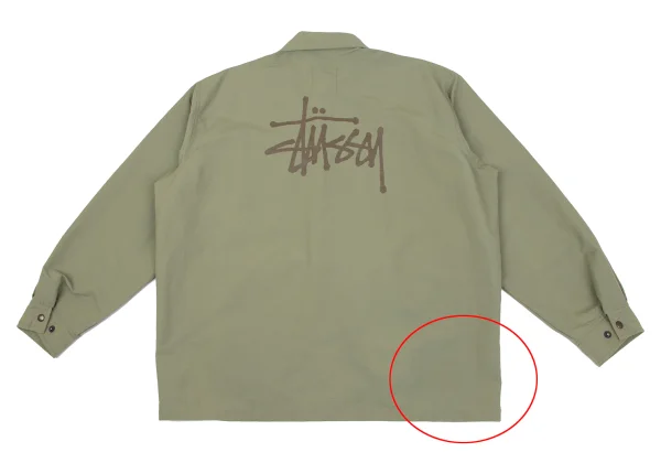 ステューシーSTUSSY ロゴプリントナイロンコーチジャケット カーキL (K