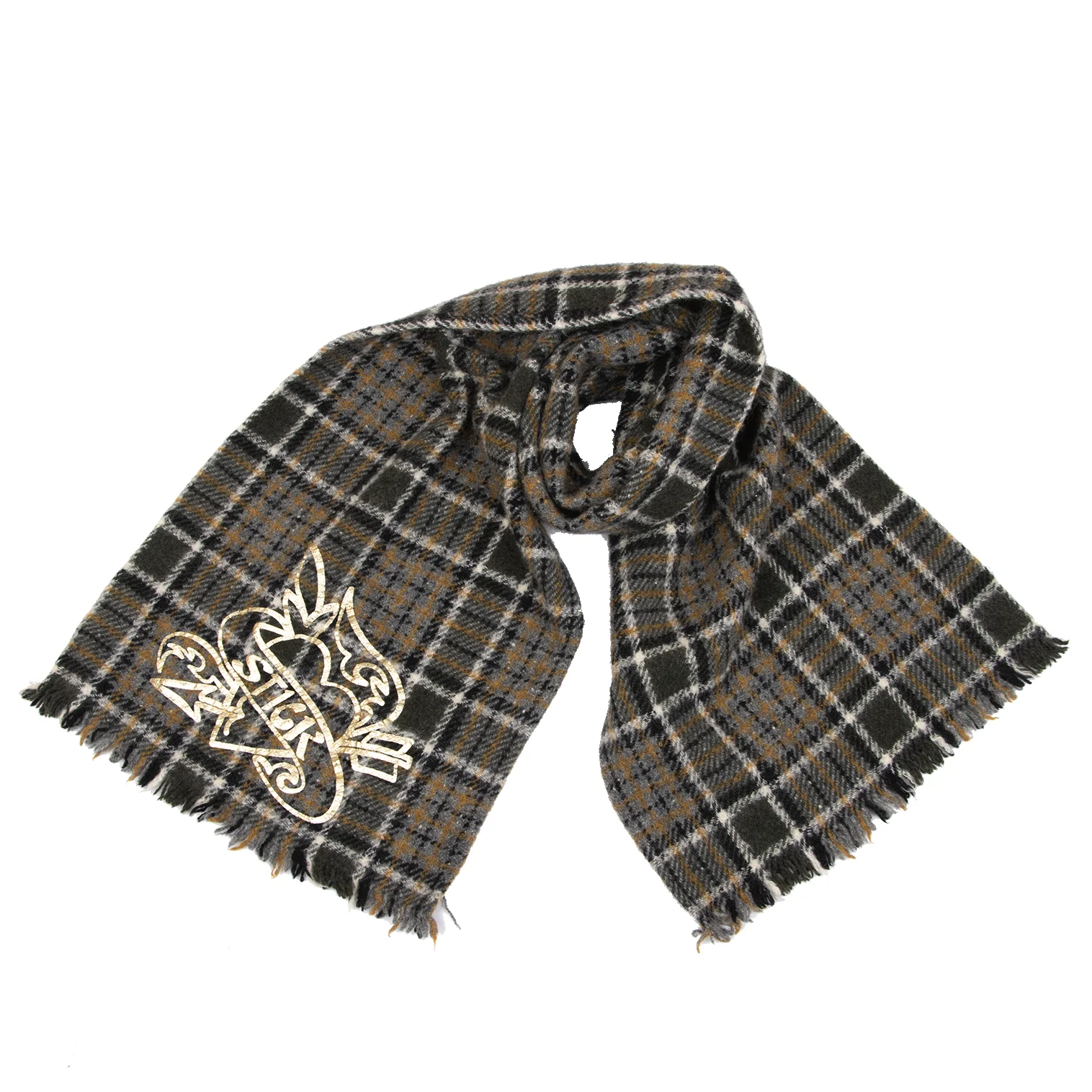 JUNYA WATANABE COMME des GARCONS Tattoo Printed Check Fringe Scarf