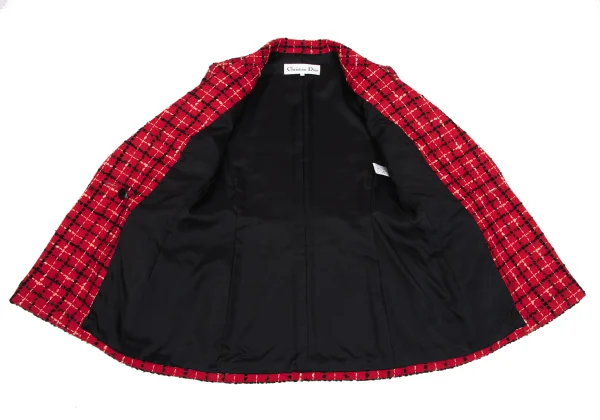 クリスチャンディオールChristian Dior ウール混ステッチチェック