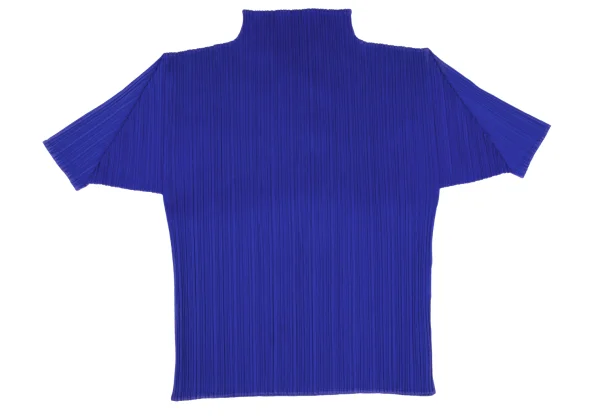 プリーツプリーズPLEATS PLEASE プリーツハイネックカットソー 青4 (K