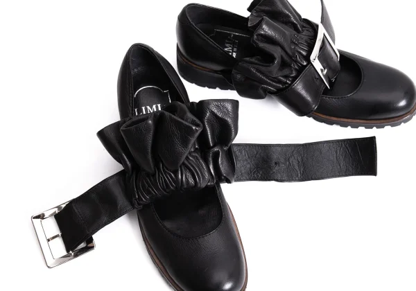 リミフゥLIMI feu フリルベルトデザインレザーシューズ 黒S(24cm位) (K
