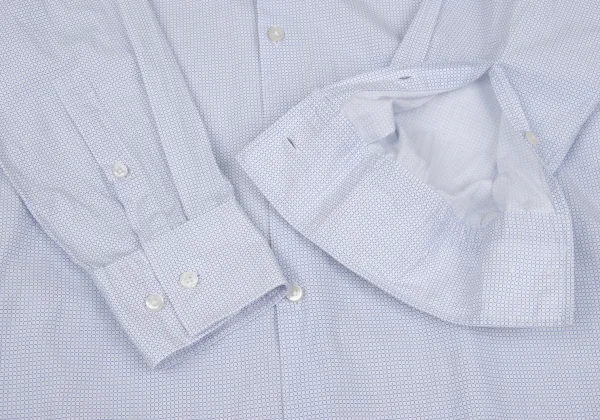 ヒューゴボスHUGO BOSS 総柄スリムフィット長袖シャツ 白青39 15 1/2
