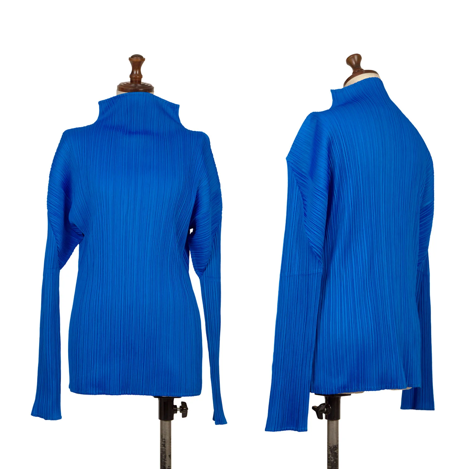 プリーツプリーズPLEATS PLEASE プリーツハイネックカットソー 青4 (K