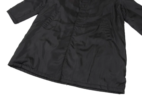 プラダPRADA ハラコ切替ナイロンステンカラーコート 黒L (K-167372)