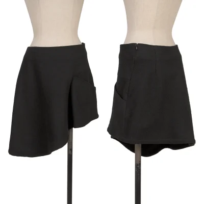 イッセイミヤケISSEY MIYAKE ボーダープリーツ切替スカート 紺M位 (K