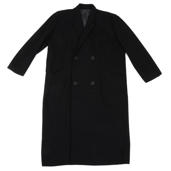 ワイズY's ピークドラペルダブルコート 黒M位 (K-168052)