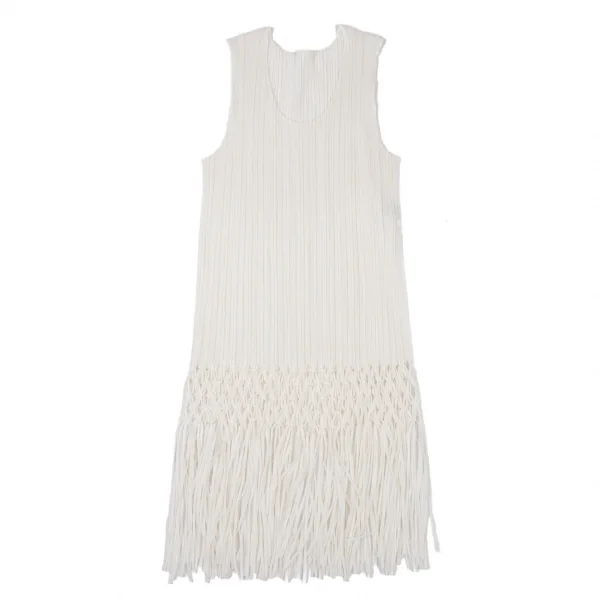 プリーツプリーズPLEATS PLEASE プリーツ裾フリンジ編み込みタンク