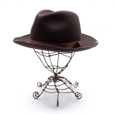 カシラCA4LA リボンデザインウールフェルトハット 黒 (K-113709)