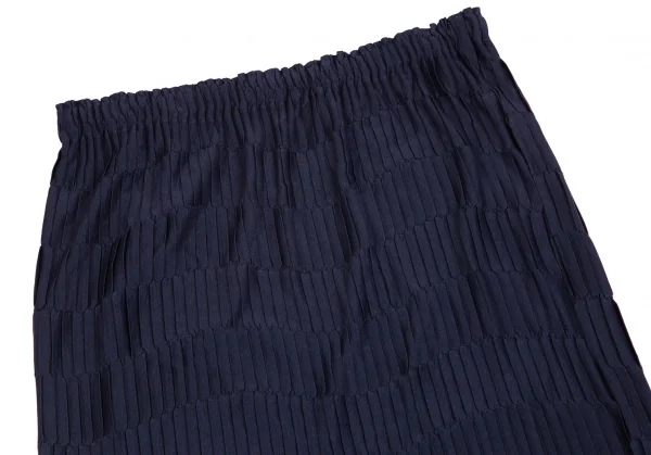 イッセイミヤケISSEY MIYAKE ボーダープリーツ切替スカート 紺M位 (K