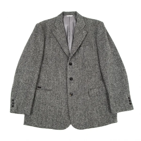 パパスPapas ハリスツイード3Bジャケット グレー50L (K-106082)