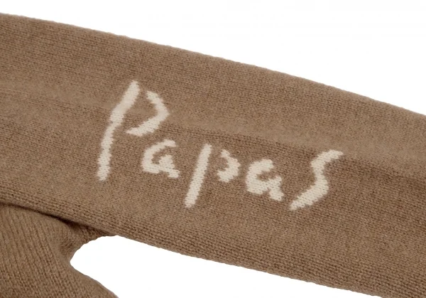 パパスPapas ウール袖ロゴラインニットセーター ベージュM (K-107897)