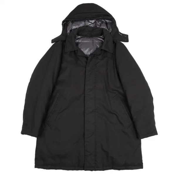 パパスプラスPapas+ コットンフーディーハーフダウンコート 黒LL (K
