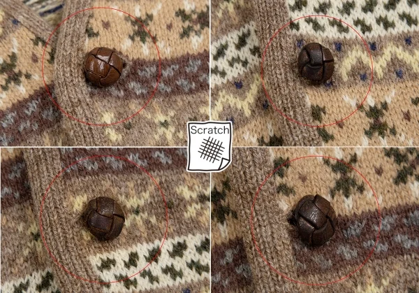 パパスPapas ウールくるみボタンフェアアイルニットカーディガン