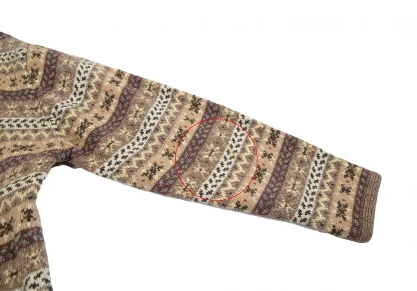 パパスPapas ウールくるみボタンフェアアイルニットカーディガン