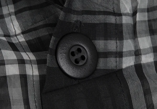 プルドゥpour deux 製品プリントシワ加工チェックシャツ 黒緑他M (K