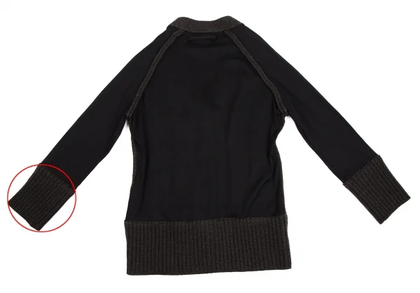 Jean-Paul GAULTIER FEMME Cable Knit Switching Cardigan Black,Brown