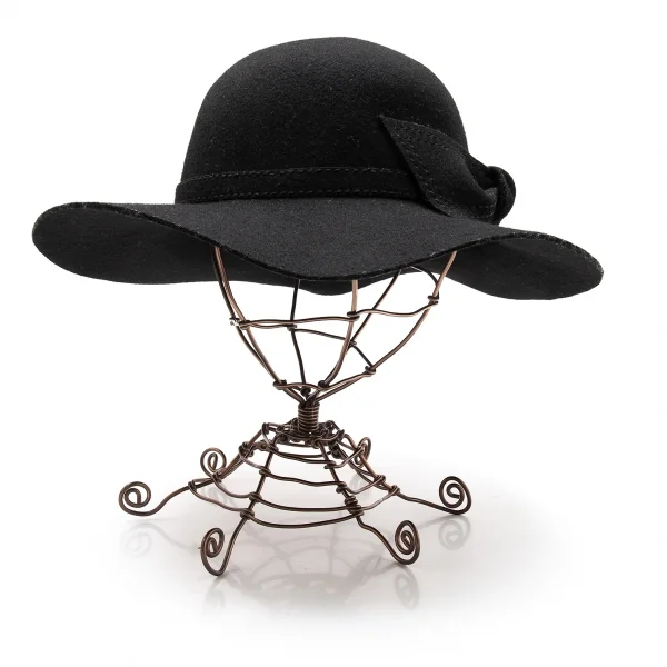カシラCA4LA リボンデザインウールフェルトハット 黒 (K-113709)