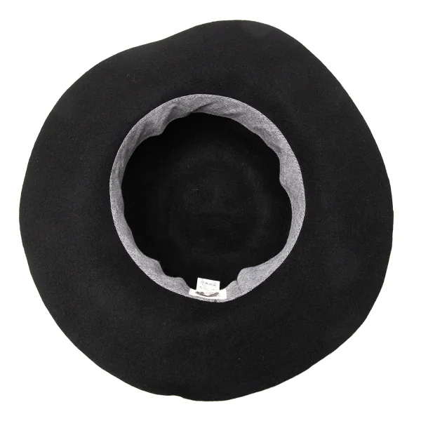 カシラCA4LA リボンデザインウールフェルトハット 黒 (K-113709)