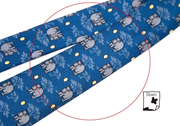 エルメスHERMES サファリプリントシルクネクタイ 青 (K-114141)