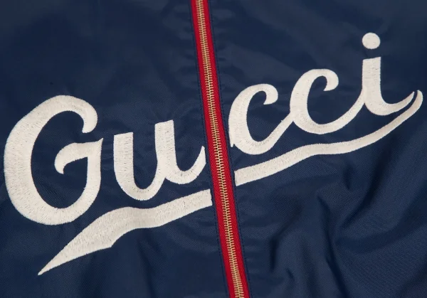 グッチGUCCI ロゴ刺繍ナイロンジャケット 赤紺46 (K-115806)