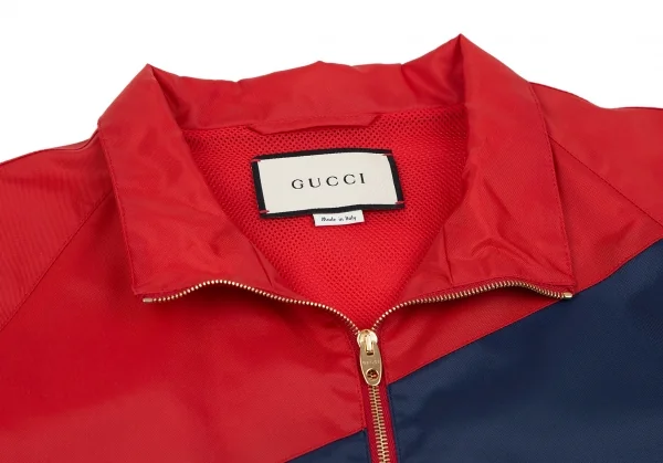 グッチGUCCI ロゴ刺繍ナイロンジャケット 赤紺46 (K-115806)