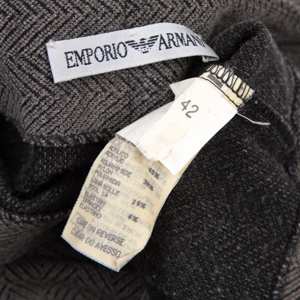 エンポリオアルマーニEMPORIO ARMANI ヘリンボーンニットパンツ グレー