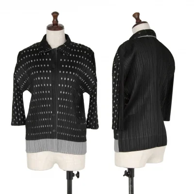 プリーツプリーズPLEATS PLEASE プリーツ長袖シャツ 紺4 (K-148574)