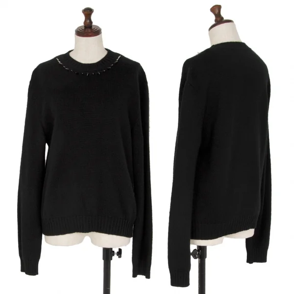 バレンティノVALENTINO スタッズネックカシミヤニットセーター 黒S (K