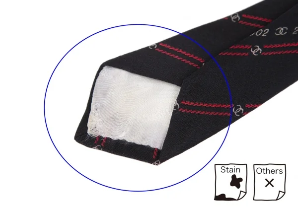 シャネルCHANEL シルクココマークレジメンタルネクタイ 黒赤 (K-117652)