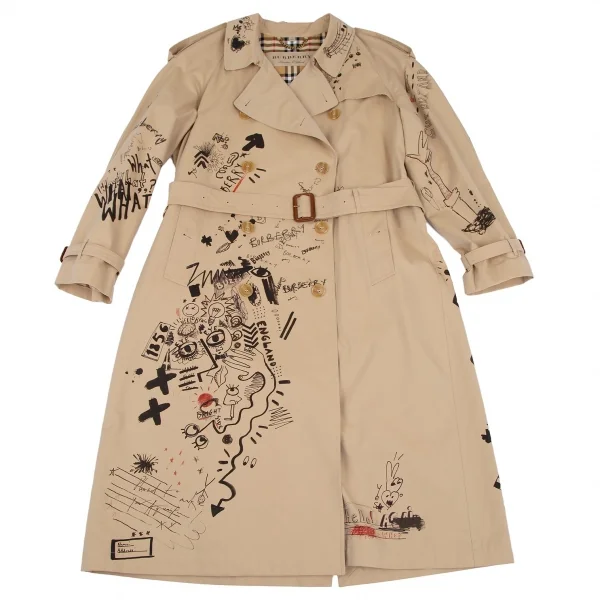 バーバリーBURBERRY コットンギャバグラフィックプリントトレンチ