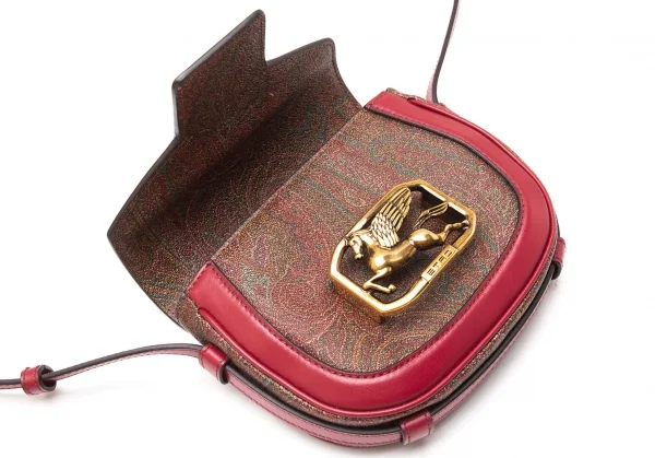 エトロETRO ペガソ ペイズリーショルダーバッグ 赤茶 (K-118429)