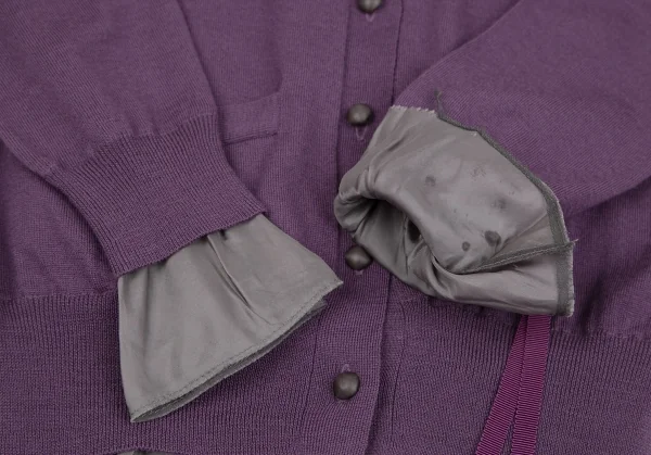 サカイsacai 異素材レイヤードニットカーディガン 紫2 (K-118894)