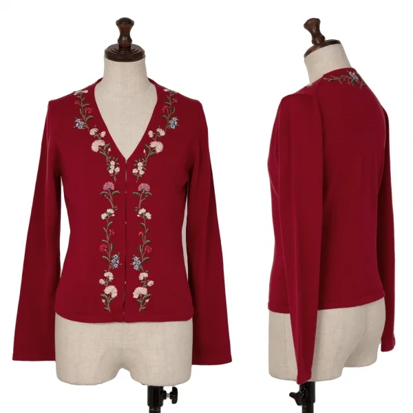 ケイタマルヤマKEITA MARUYAMA フラワー刺繍ホック留めニット