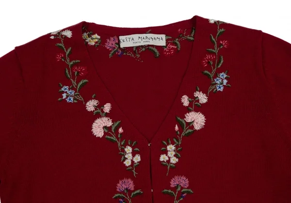 ケイタマルヤマKEITA MARUYAMA フラワー刺繍ホック留めニット