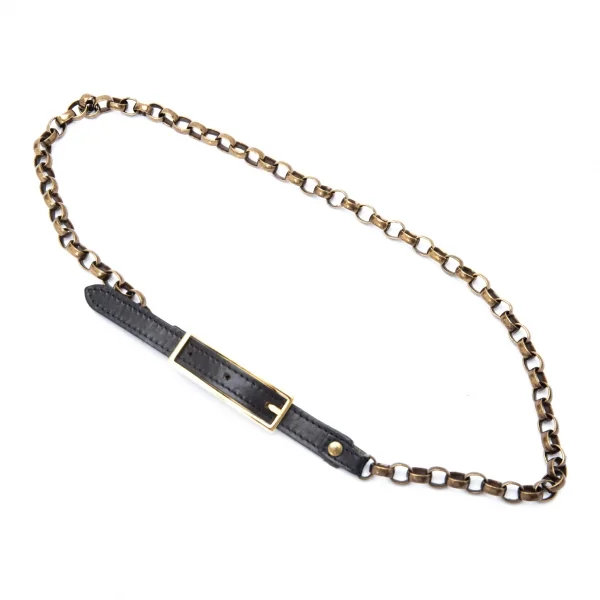 アンボワーズAMBOISE チェーン&レザーコンビベルト 黒 (K-121313)