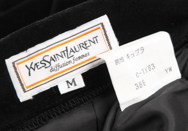 イヴサンローランYves Saint Laurent ベロア台形スカート 黒M (K-123889)