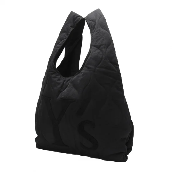 ワイズY's ロゴワッペンキルティングトートバッグ 黒 (K-124737)