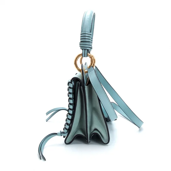 シーバイクロエSee By Chloe 編み込みデザインレザーハンドバッグ 水色