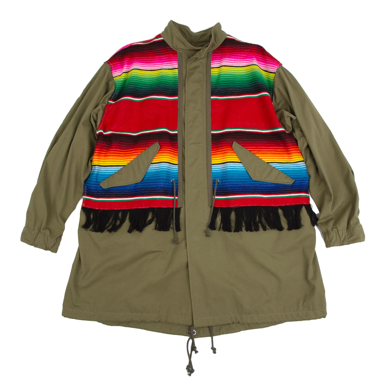 JUNYA WATANABE MAN COMME des GARCONS Mexican Sarape Mod Coat Khaki