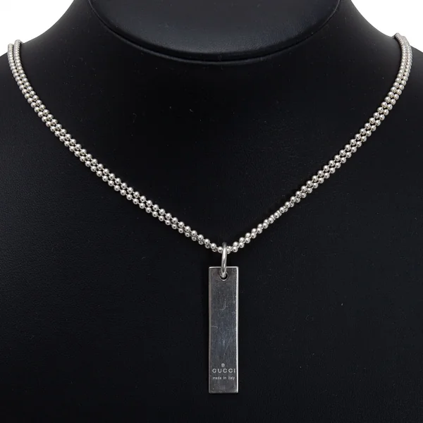 グッチGUCCI ボールチェーンプレートネックレス シルバー (K-125470)