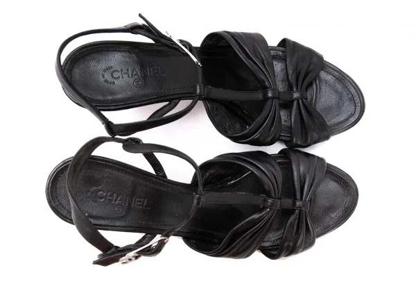 シャネルCHANEL ココマークアンクルストラップヒールサンダル 黒37 1