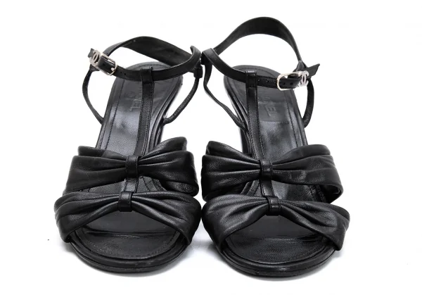 シャネルCHANEL ココマークアンクルストラップヒールサンダル 黒37 1